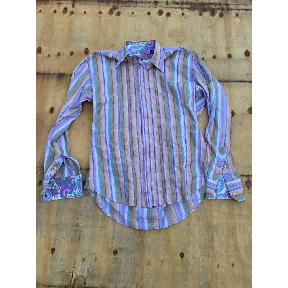 Robert Graham Shirt Mens Medium Multicolor Striped Button Up Long Sleeve Casual